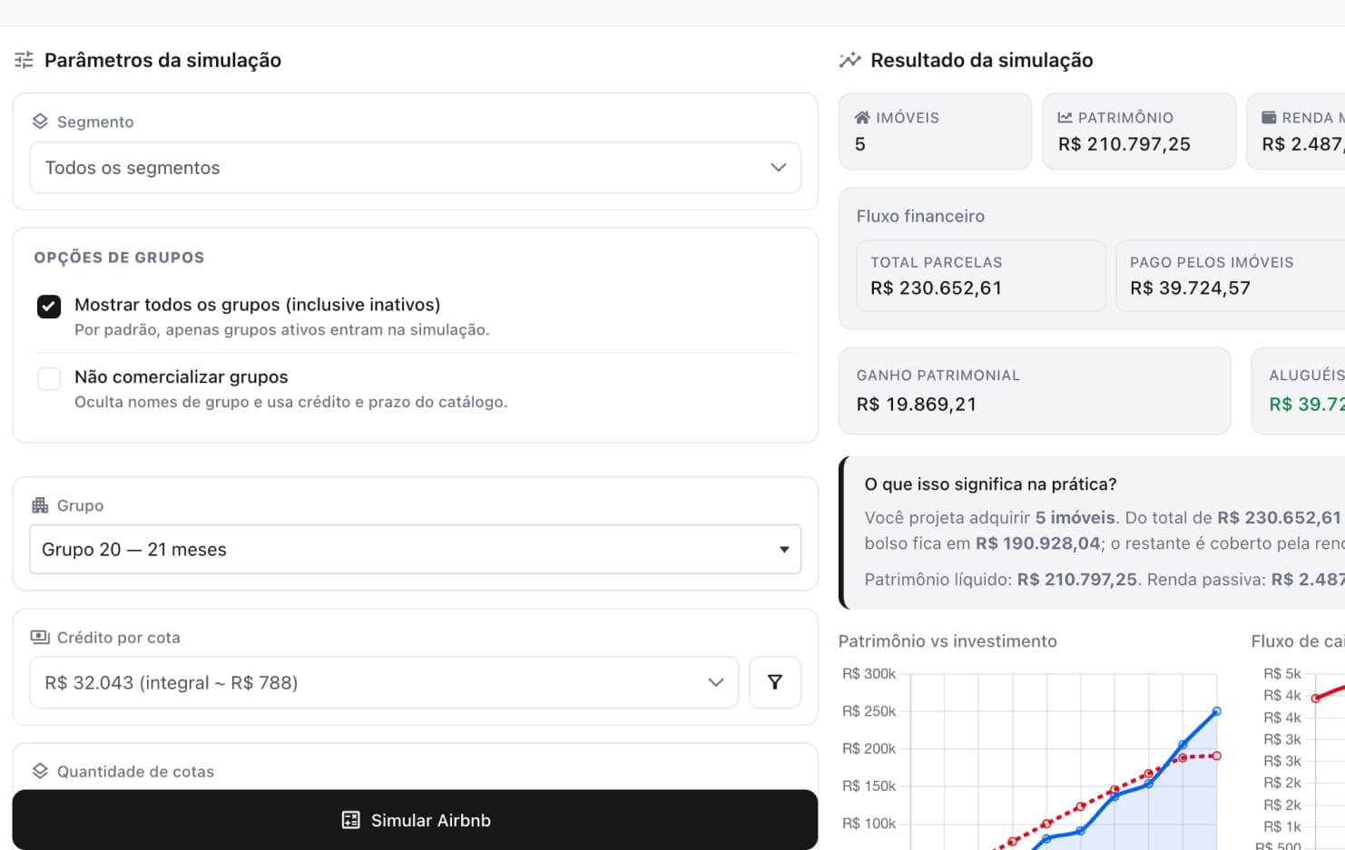 Simuladores de consórcio no Saga CRM